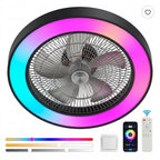 23 Inch Black Ceiling Fan Light With LED RGB   Dimmable & Color Changing, APP & Remote Control, Modern Smart Ceiling Fan For Living Room, Bedroom, And Dining Room  Silent 6-Speed Reversible DC Motor