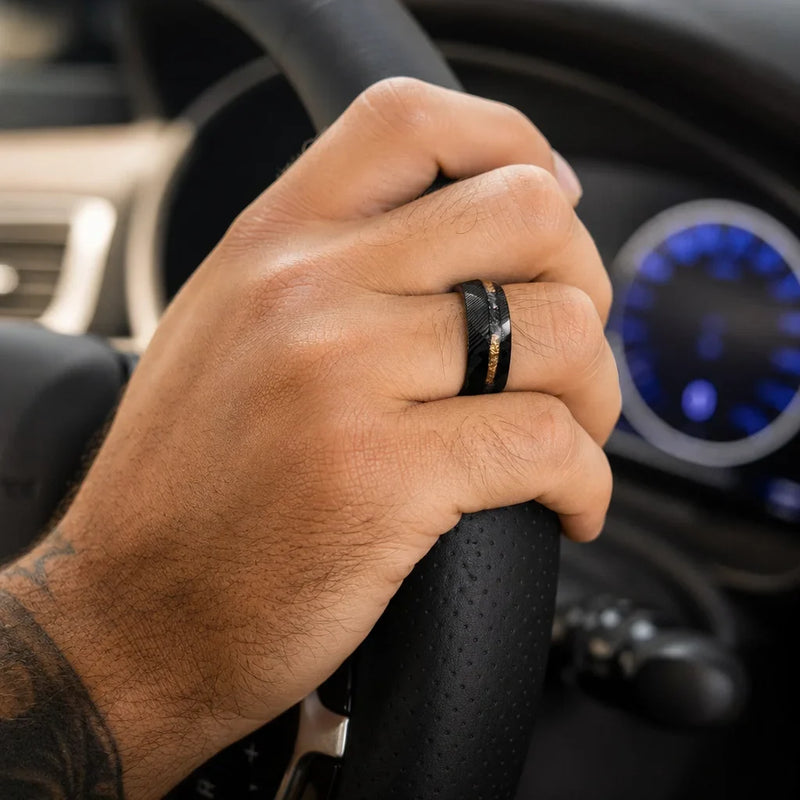[Scale AI] lifestyle — Two-tone Damascus steel ring