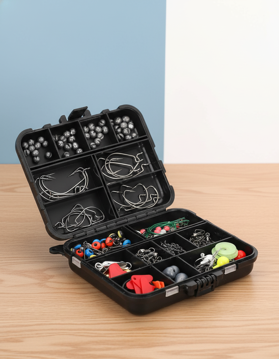 188Pcs Fishing Accessory Kit Portable Fishing Set Including Jig Hooks Sinker Weights Spoon Lure Removable Split Shot With Tackle Box For Fathers Day Gift - premium-split-layout