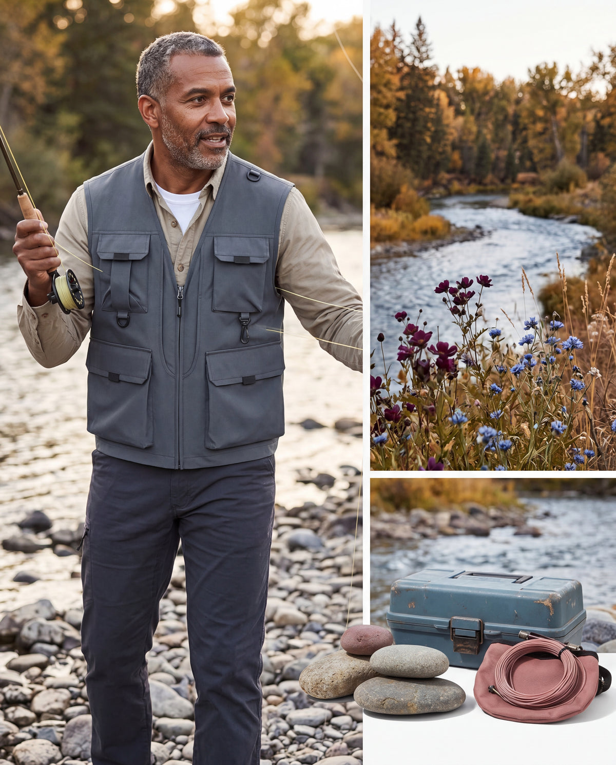 Mens Outdoor Fishing Photographer Vest with Multiple Pockets - premium-split-layout
