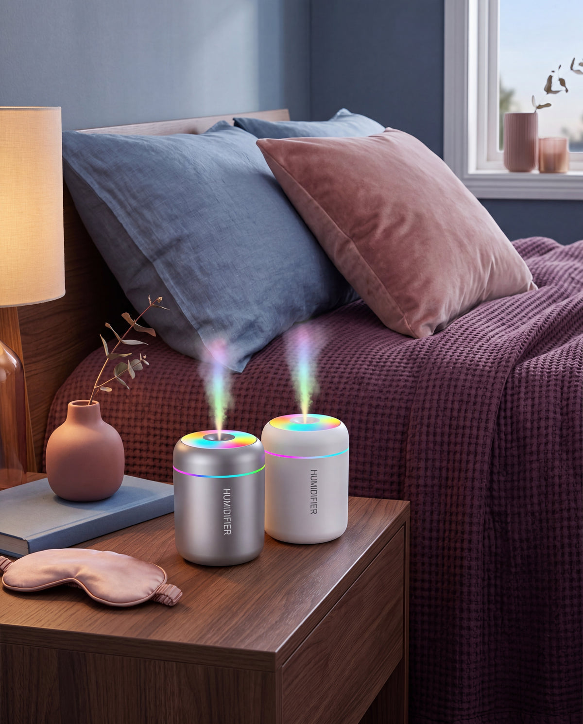 USB Mini Humidifier with Colorful Light for Car and Home - premium-split-layout